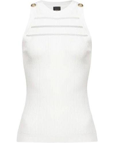 Pinko Ärmelloses ripp-top mit transparentem detail - Weiß