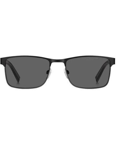 Tommy Hilfiger Montatura in metallo quadrata occhiali da sole polarizzati - Grigio