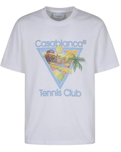 Casablancabrand Afro cubism tennis club printed t-shirt - Blau