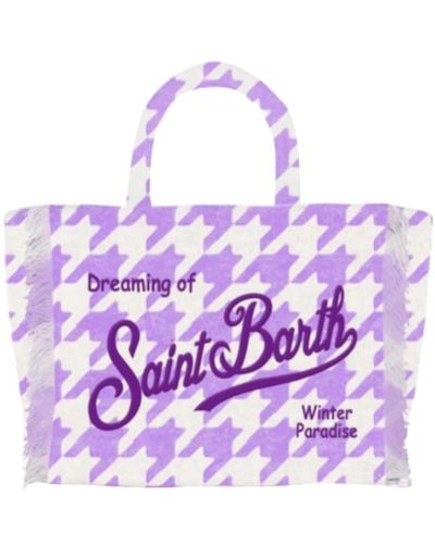 Mc2 Saint Barth Hahnentritt einkaufstasche mit kunstledergriffen - Lila