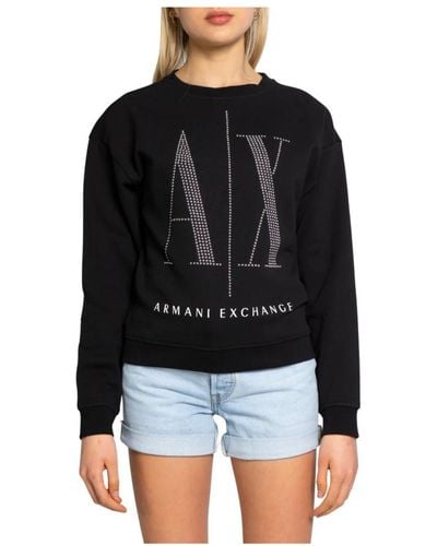 Armani Exchange Stylischer sweatshirt ohne kapuze - Schwarz