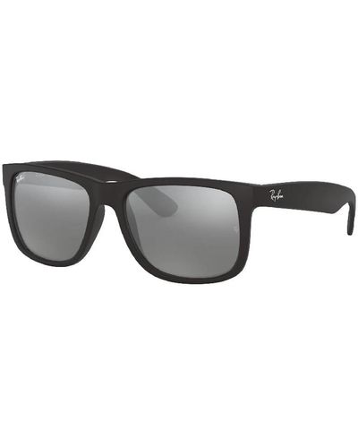 Ray-Ban Justin sonnenbrille in schwarz mit verspiegelten grauen gläsern