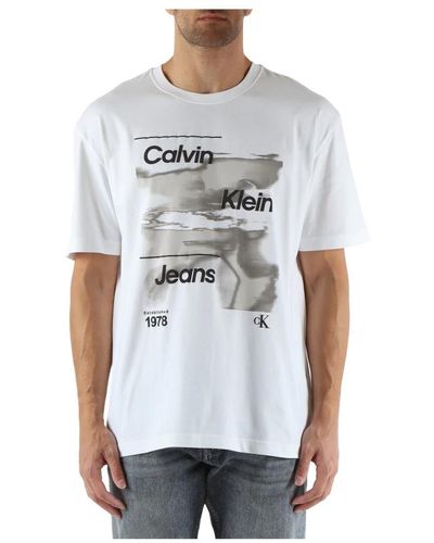 Calvin Klein Baumwoll logo print t-shirt - Weiß