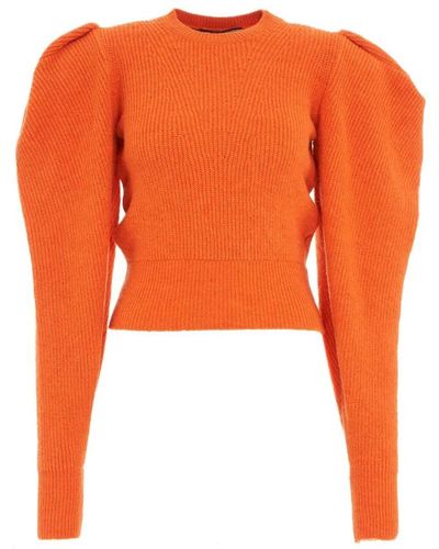 Akep Jersey de punto con cuello redondo y mangas abullonadas - Naranja