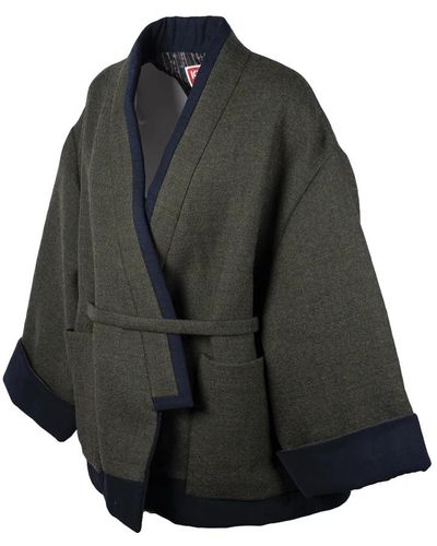 KENZO Militärgrüner woll-kimono-tel - Schwarz