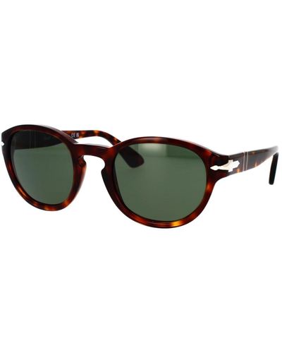 Persol Vintage runde sonnenbrille in havana mit grünen gläsern - Schwarz