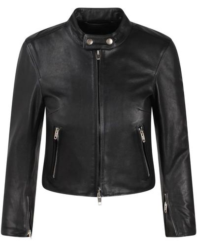 Balenciaga Leather Jackets - Black