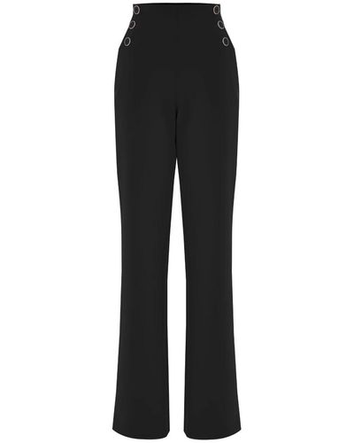 Kocca Elegantes pantalones de talle alto con botones - Negro