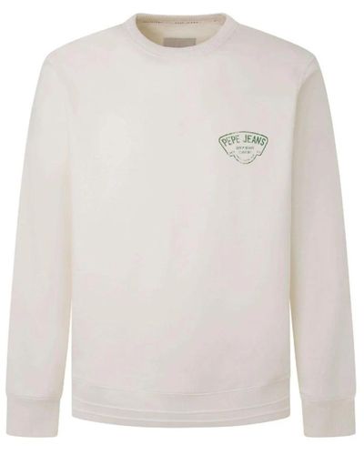 Pepe Jeans Weicher baumwoll-sweatshirt mit logodruck - Weiß