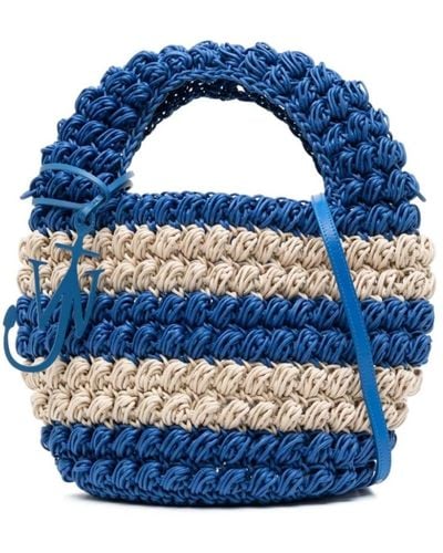 JW Anderson Gewebte streifentasche,popcornkorb - stilvoll und praktisch - Blau