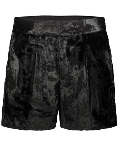 SAPIO Shorts de terciopelo con cintura ajustable - Negro