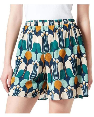Pinko Shorts in cotone a fiori vita elastica - Blu