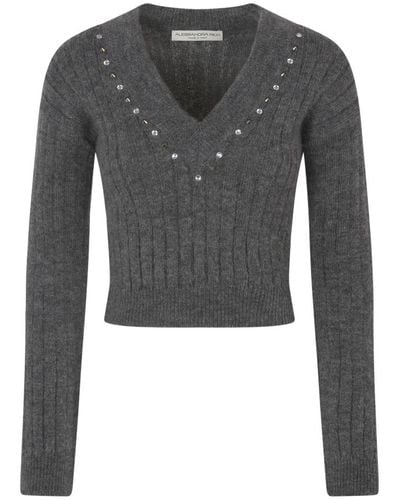 Alessandra Rich V-neck knitwear - Gris
