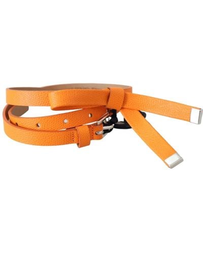 Ermanno Scervino Leather Slim Metal Buckle Belt - Orange