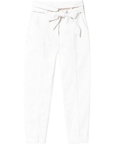 Twin Set Pantalón de talle alto estilo zanahoria - Blanco
