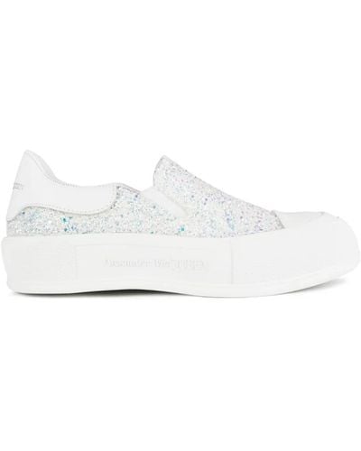 Alexander McQueen Glitter slip on sneakers - Blanco
