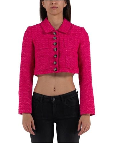 Self-Portrait Crop boucle giacca - Rosso