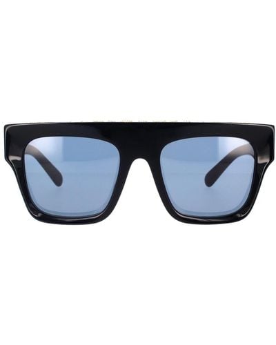 Stella McCartney Quadratische bio-acetat sonnenbrille in schwarz mit dunkelgrauen gläsern - Blau