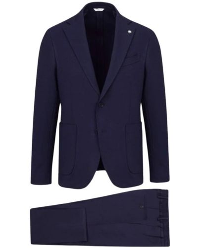 Manuel Ritz Single Breasted Suits - Blue