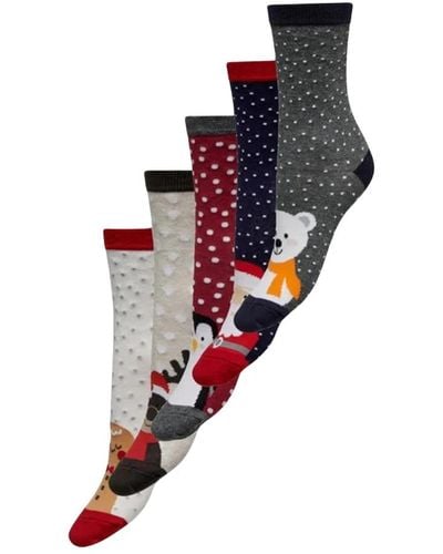 ONLY Weihnachts tier socken pack - Rot