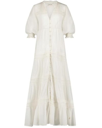 FABIENNE CHAPOT Elegante abito maxi con maniche a palloncino - Bianco