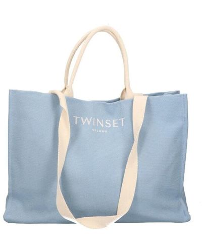 Twin Set Blau baumwoll shopper tasche