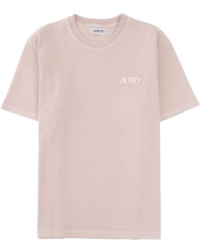 Autry Stilvolles geripptes halsbündchen t-shirt - Pink