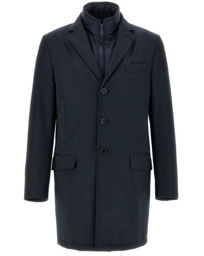 Fay Single-Breasted Coats - Blue