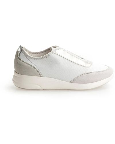 Geox Slip-on Sneakers mit Verstellbaren Schnürsenkeln und Verziert mit Brokat - Weiß