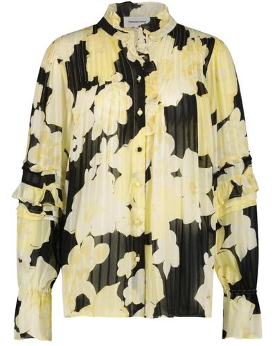 FABIENNE CHAPOT Blusa transparente con cuello de volantes - Amarillo