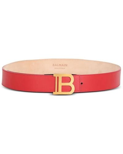 Balmain High Summer Capsule - Leather B-Belt belt - Rot