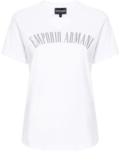 Emporio Armani Weiße baumwoll logo print t-shirt
