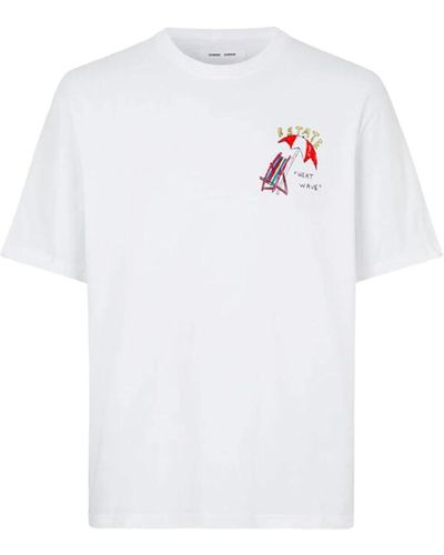Samsøe & Samsøe T-shirt unisex in cotone biologico con stampa giotto calendoli - Bianco