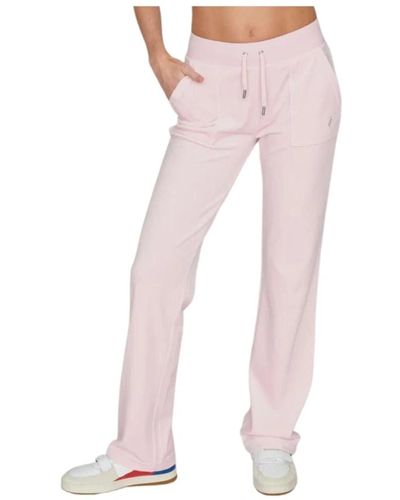 Juicy Couture Pantalón de mujer de terciopelo con cordón - Rosa