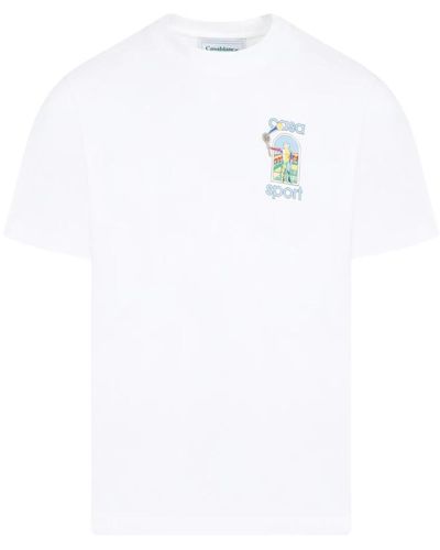 Casablanca Weißes baumwollbedrucktes t-shirt