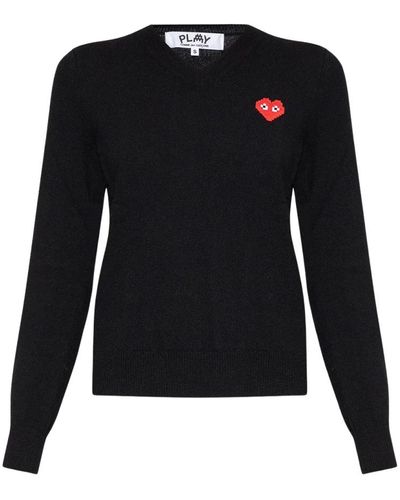 COMME DES GARÇONS PLAY Jersey de lana con logo - Negro