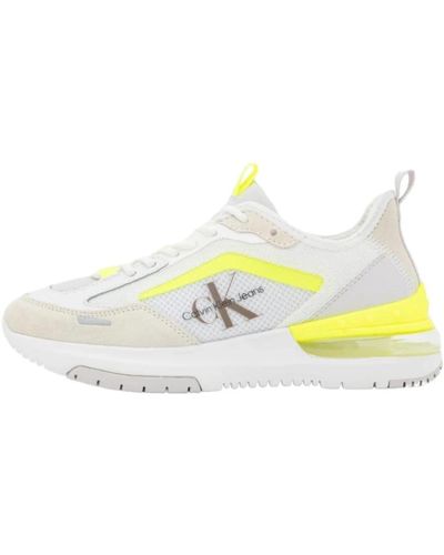 Calvin Klein Zapatillas blancas es con detalles fluorescentes - Amarillo