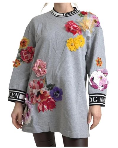 Dolce & Gabbana Queen blumen pullover sweater - Grau