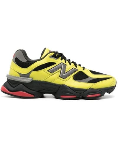 New Balance Gelbe leder mesh sneakers runde spitze
