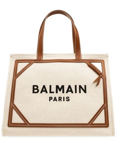 Balmain Logo 'shopper' tasche - Natur