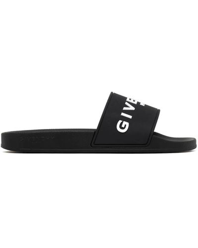 Givenchy Flat Slides With Logo In Polyurethane Man - Black