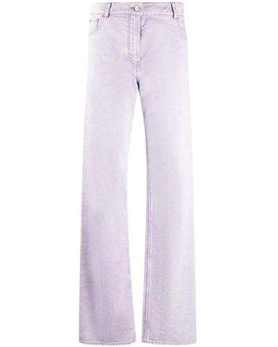Nina Ricci Jeans mit geradem schnitt, kontrastnähten und gesticktem logo - Lila