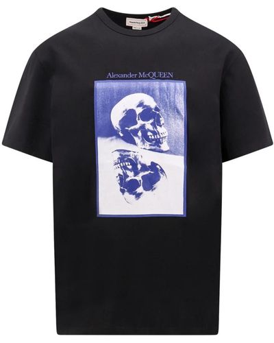 Alexander McQueen Reflektierendes Skull Print Baumwoll T-Shirt - Schwarz