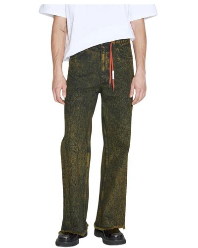 Marni Marmor-gefärbte flared jeans mit spitzen gürtel - Grün