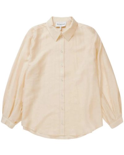 Munthe Elegante blusa con mangas abullonadas - Neutro