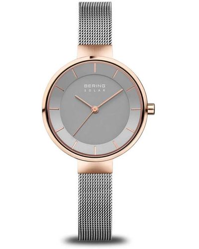 Bering Solar slim design orologio con bracciale milanese - Grigio