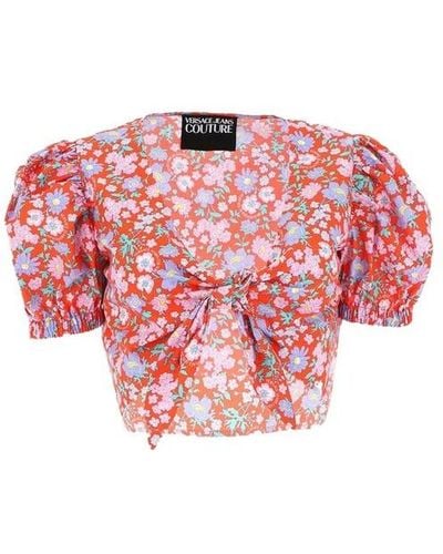 Versace Jeans Couture Top 72dp212 popeline print spring blossom - Rosso