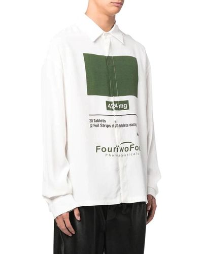 424 Grafikdruck shirt weiß baumwolle - Grün