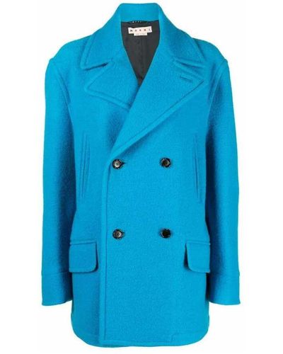 Marni Double-breasted coats - Azul