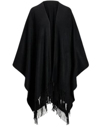 Ralph Lauren Scialle nero in lana mista con frange